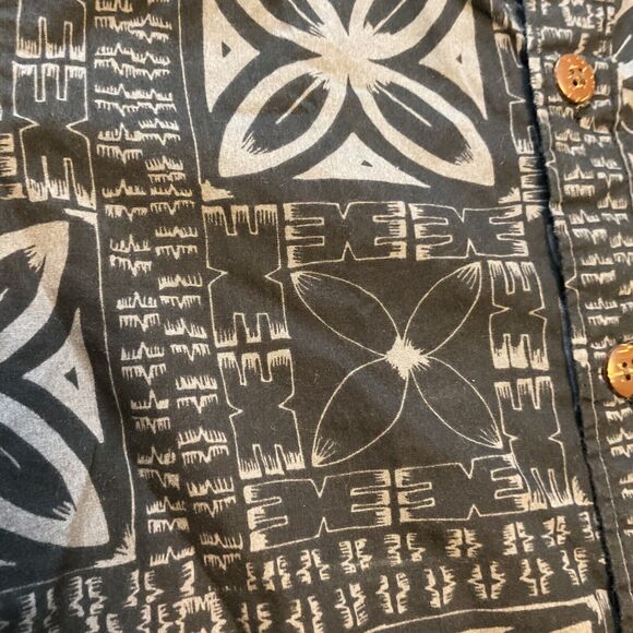 Tonoa Button Up Shirt Black Gray Hawaii Tribal Pattern Boy Size 10 - Picture 8 of 12